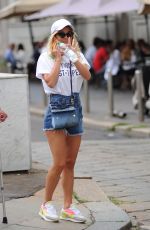 DILETTA LEOTTA in Denim SHorts Out in Milan 07/14/2021