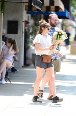 ELIZABETH OLSEN in Shorts Out for Coffee in Los Angeles 07/15/2021