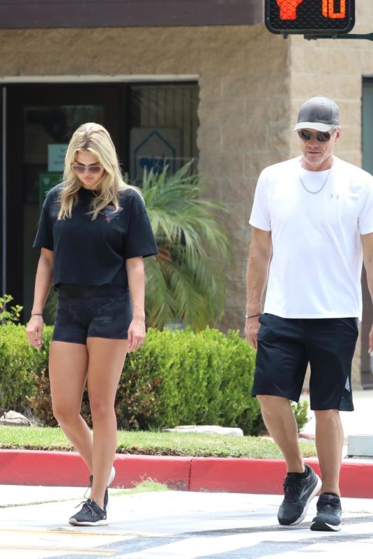 EMMA KROKDAL and Dolph Lundgren Out for Cardio Walk in Beverly Hills 07/18/2021
