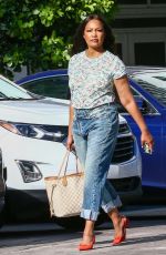 GARCELLE BEAUVAIS in Denim Leaves Her Hotel in Miami 07/16/2021