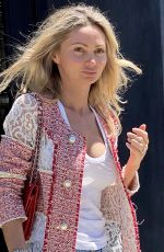 GIA SKOVA in Denim Shorts Shopping on Abbot Kinney in Los Angeles 07/10/2021
