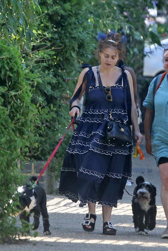 HELENA BONHAM CARTER Out with Her Dogs in London 07/18/2021