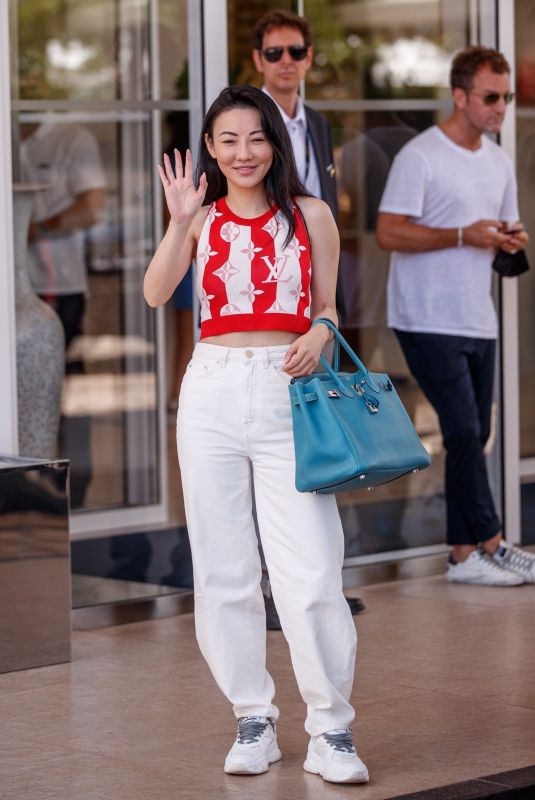 JESSICA WANG Leaves Hotel Martinez at 2021 Cannes Film Festival 07/16/2021