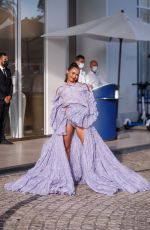 KAT GRAHAM Leaves Martinez Hotel at 74th Cannes Film Festival 07/17/2021