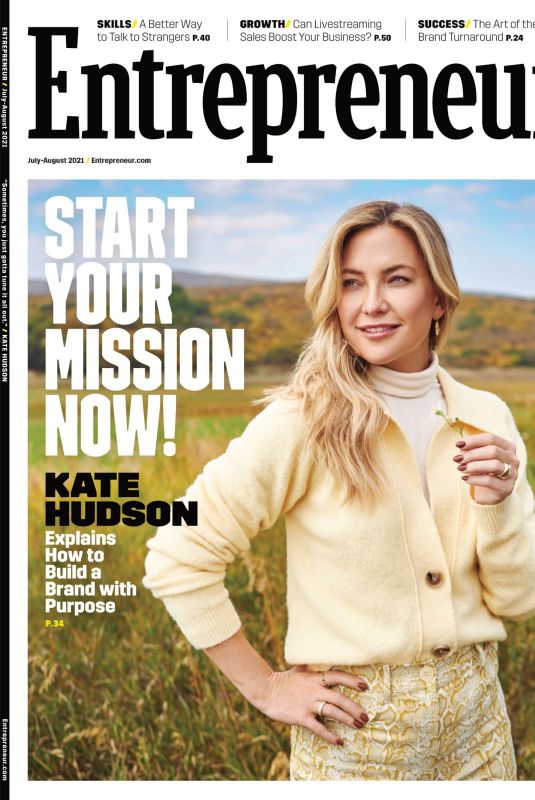 KATE HUDSON in Entrepreneur Magazine, July/August 2021