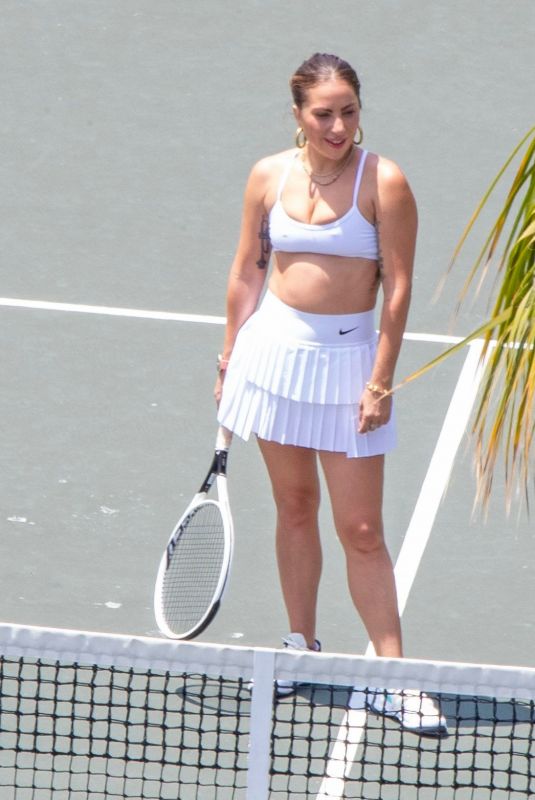 LADY GAGA at a Tennis Session in New York 07/25/2021