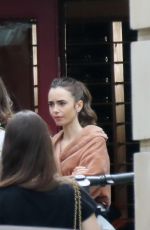 LILY COLLINS on the Set of Emily in Paris in Paris 07/09/2021