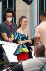 LILY COLLINS on the Set of Emily in Paris in Paris 07/09/2021