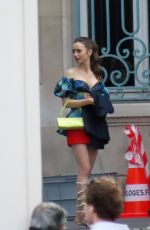 LILY COLLINS on the Set of Emily in Paris in Paris 07/09/2021