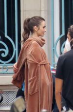 LILY COLLINS on the Set of Emily in Paris in Paris 07/09/2021