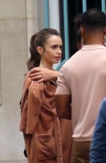 LILY COLLINS on the Set of Emily in Paris in Paris 07/09/2021
