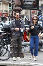 LILY COLLINS Out and About in Paris 06/28/2021