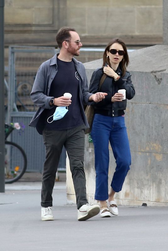 LILY COLLINS Out and About in Paris 06/28/2021