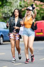 LOTTIE MOSS in Denim SHorts Shows a Diamond Ring on Her Engagement Finger Out in Notting Hill 07/14/2021