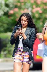 LOTTIE MOSS in Denim SHorts Shows a Diamond Ring on Her Engagement Finger Out in Notting Hill 07/14/2021