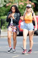LOTTIE MOSS in Denim SHorts Shows a Diamond Ring on Her Engagement Finger Out in Notting Hill 07/14/2021