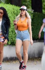 LOTTIE MOSS in Denim SHorts Shows a Diamond Ring on Her Engagement Finger Out in Notting Hill 07/14/2021
