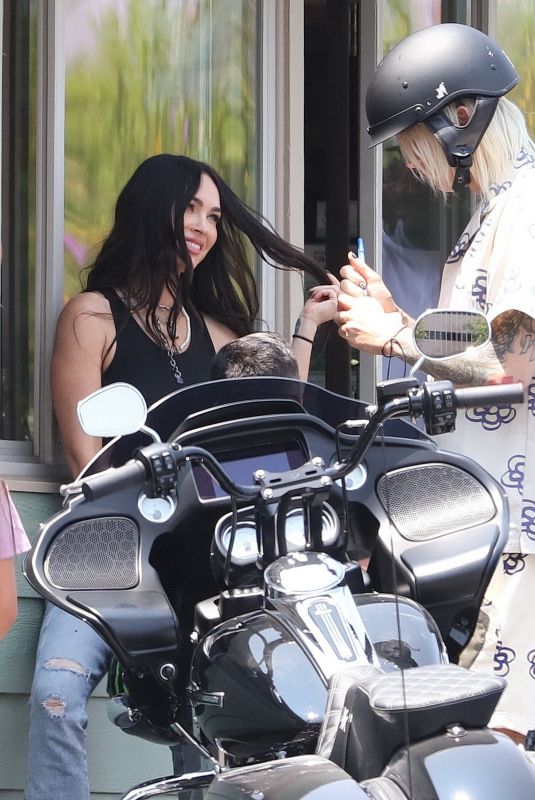 MEGAN FOX and Machine Gun Kelly Out Motorbiking in Los Angeles 07/16/2021