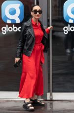 MYLEENE KLASS in a Red Dress Arrives at Global Studios in London 07/12/2021
