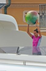 NATASHA POLY Exercising at a Yacht in Saint Tropez Harbor 07/19/2021