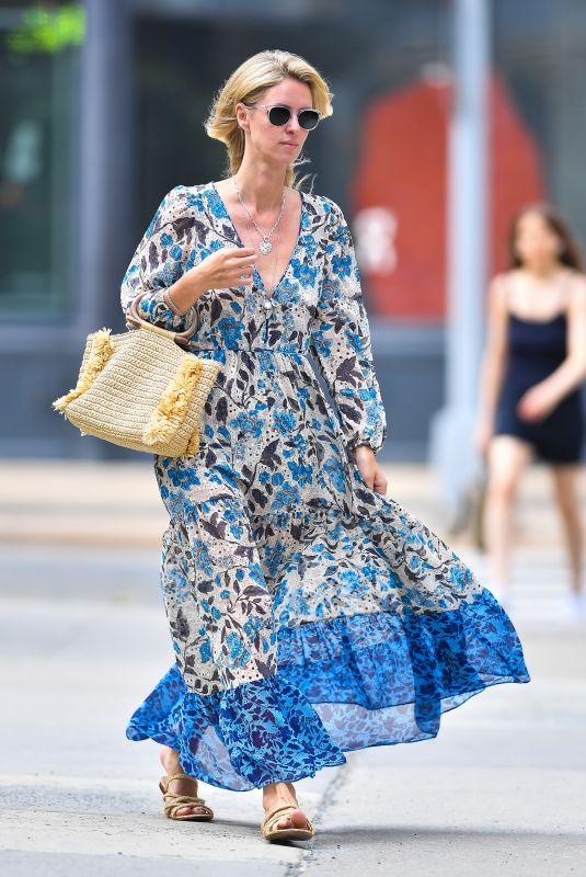 NICKY HILTON in a Floral Dress Out in New York 07/29/2021