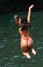 NICOLE SCHERZINGER in a Red Bikini Celebrates Her 43rd Birthday in Lake Como 06/28/2021
