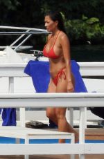 NICOLE SCHERZINGER in a Red Bikini Celebrates Her 43rd Birthday in Lake Como 06/28/2021