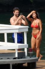NICOLE SCHERZINGER in a Red Bikini Celebrates Her 43rd Birthday in Lake Como 06/28/2021