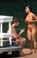 NICOLE SCHERZINGER in a Red Bikini Celebrates Her 43rd Birthday in Lake Como 06/28/2021