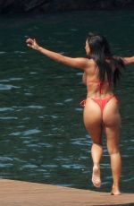 NICOLE SCHERZINGER in a Red Bikini Celebrates Her 43rd Birthday in Lake Como 06/28/2021