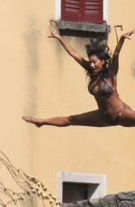 NICOLE SCHERZINGER in Bikini Jumping from a Bridge in Italy 07/3/2021