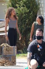 OLIVIA SWANN and LISSETH CHAVEZ on the Set of Legends of Tomorrow in Vancouver 07/20/2021