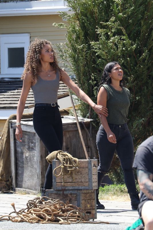 OLIVIA SWANN and LISSETH CHAVEZ on the Set of Legends of Tomorrow in Vancouver 07/20/2021