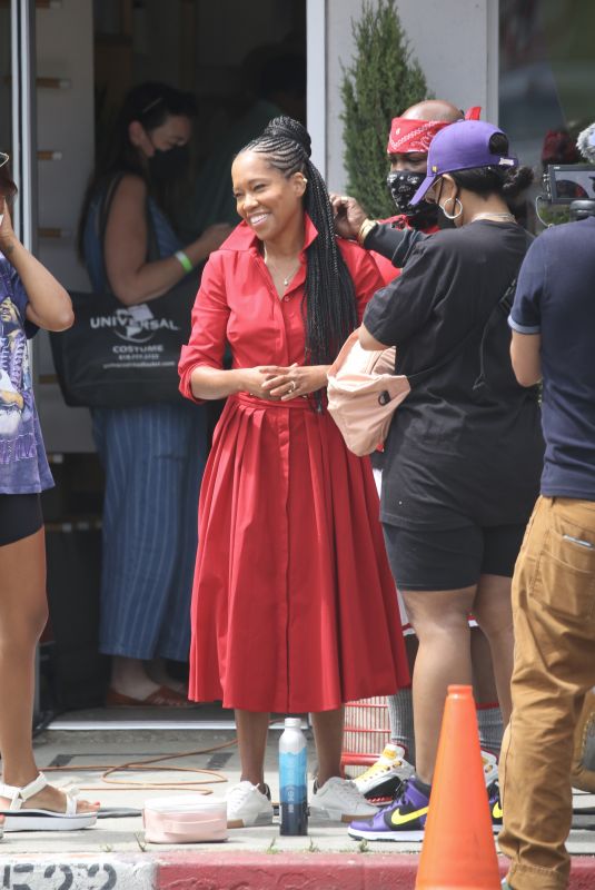 REGINA KING on the Set of a Commercial in Los Angeles 07/29/2021