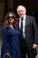 SALMA HAYEK Arrives at Balenciaga Haute Couture Fall/Winter Show at Paris Fashion Week 07/07/2021