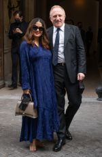 SALMA HAYEK Arrives at Balenciaga Haute Couture Fall/Winter Show at Paris Fashion Week 07/07/2021