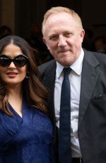 SALMA HAYEK Arrives at Balenciaga Haute Couture Fall/Winter Show at Paris Fashion Week 07/07/2021