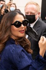 SALMA HAYEK Arrives at Balenciaga Haute Couture Fall/Winter Show at Paris Fashion Week 07/07/2021