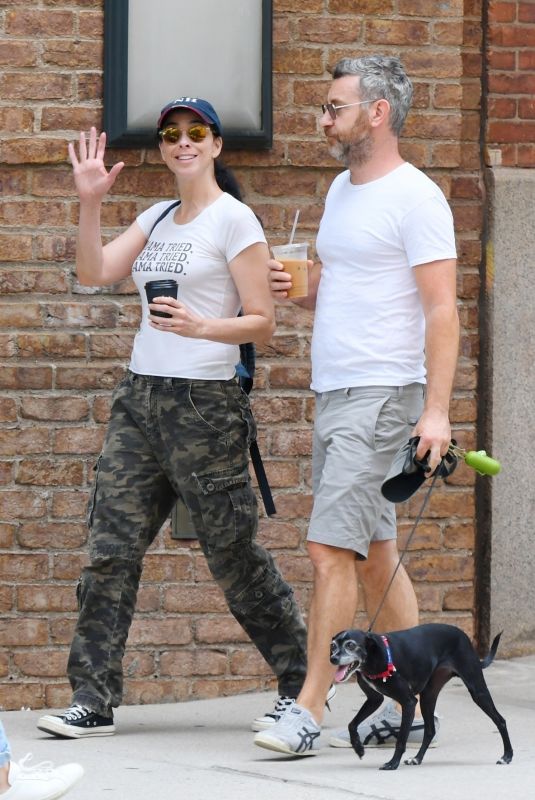 SARAH SILVERMAN and Rory Albanese Out with Their Dog in New York 07/23/2021