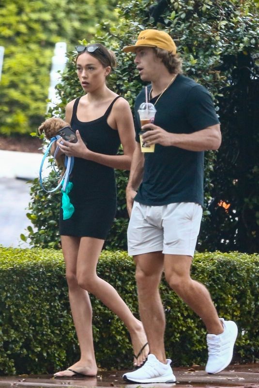 SOPHIA CULPO and Braxton Berrios Out with Their Dog in Miami 07/23/2021