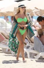 SYLVIE MEIS in a Green Bikini at Cotton Beach Club in Ibiza 07/13/2021