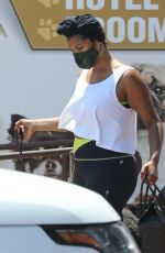TAYLOR SIMONE LEDWARD Picks up Her Dog from Daycare in Los Angeles 07/09/2021
