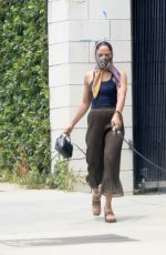 TESSA THOMPSON Out with Her Dog in Hollywood 07/02/2021