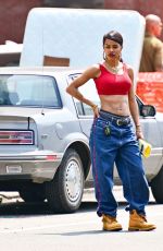 TEYANA TAYLOR on the Set of A Thousand and One in Harlem 07/27/2021