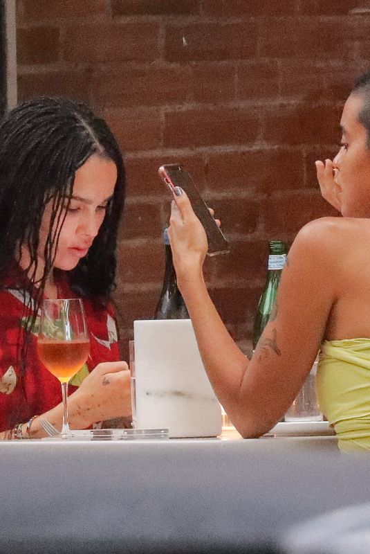 ZOE KRAVITZ and SARA ELISE HARDMAN Out for Dinner in Brooklyn 07/08/2021