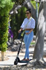 ALESSANDRA AMBROSIO Riding a Scooter to Yoga Class in Brentwood 08/20/2021