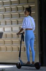 ALESSANDRA AMBROSIO Riding a Scooter to Yoga Class in Brentwood 08/20/2021