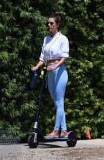 ALESSANDRA AMBROSIO Riding a Scooter to Yoga Class in Brentwood 08/20/2021