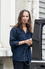 ALICIA VIKANDER on the Set of Irma Vep in Paris 08/05/2021