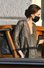 ANGELINA JOLIE at a Taxi Boat in Venice 07/30/2021